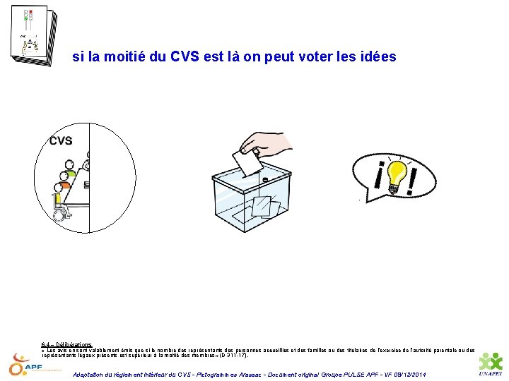 si la moitié du CVS est là on peut voter les idées 6. 4