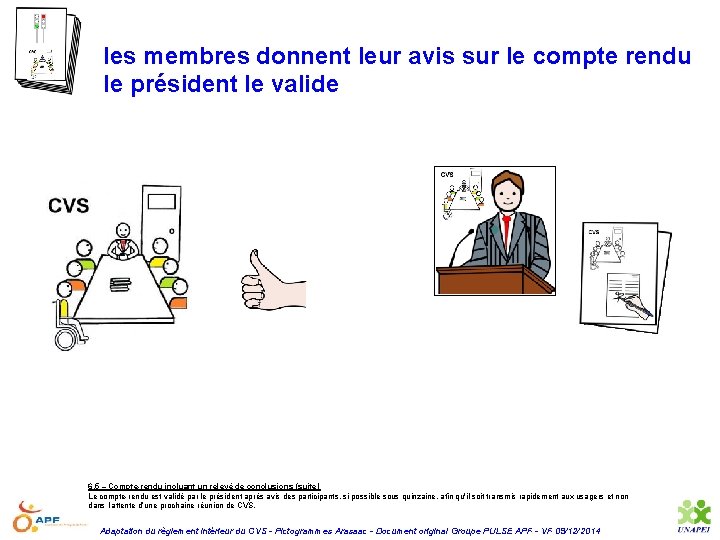 les membres donnent leur avis sur le compte rendu le président le valide 6.