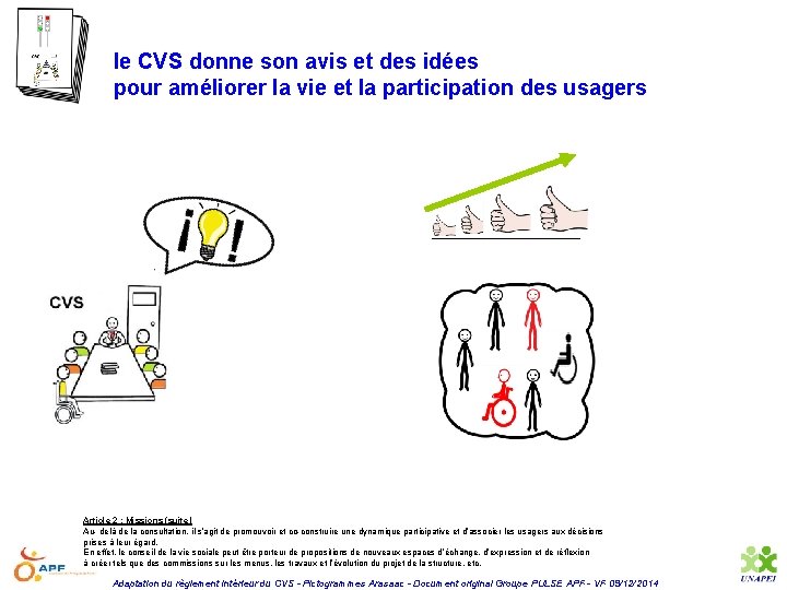 le CVS donne son avis et des idées pour améliorer la vie et la