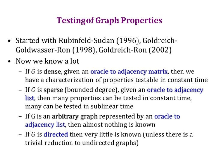 Testing of Graph Properties • 