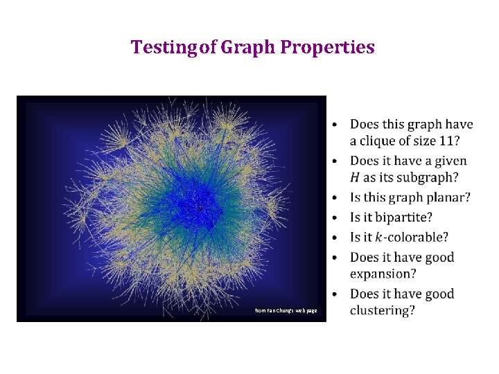 Testing of Graph Properties • from Fan Chung’s web page 