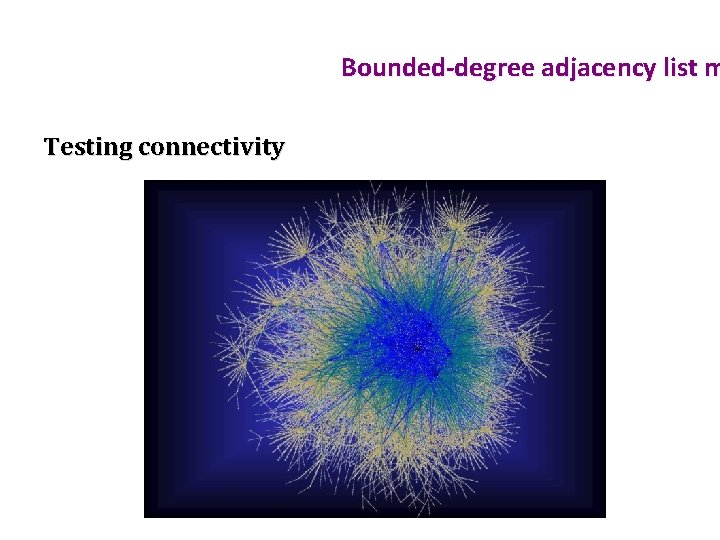 Bounded-degree adjacency list m Testing connectivity 