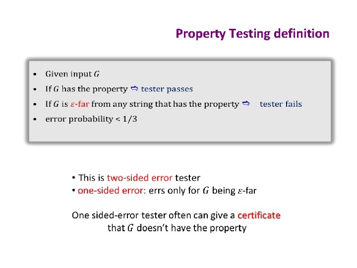 Property Testing definition 