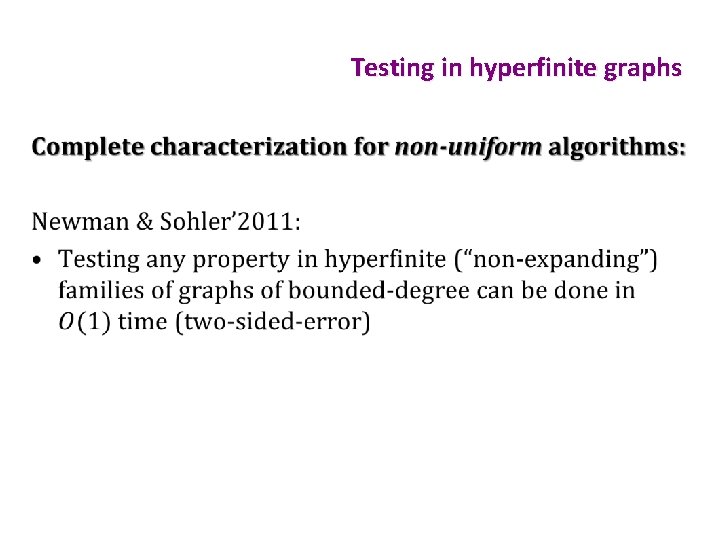 Testing in hyperfinite graphs • 