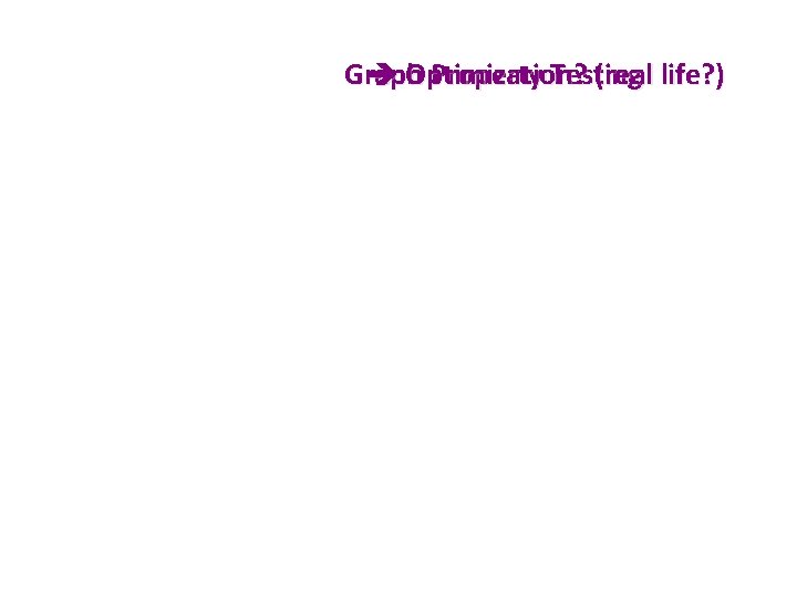 Graph Optimization? Property Testing (real life? ) 