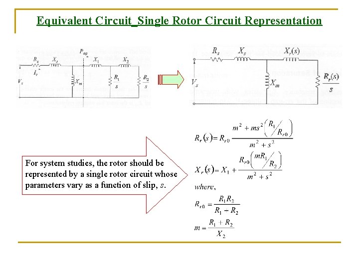 Equivalent Circuit_Single Rotor Circuit Representation For system studies, the rotor should be represented by