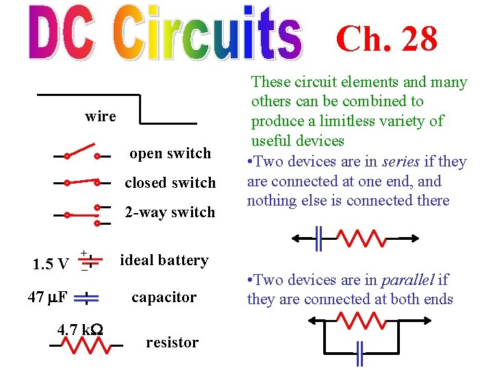 Ch. 28 wire open switch closed switch 2 -way switch 1. 5 V + Ch. 28 wire open switch closed switch 2 -way switch 1. 5 V +