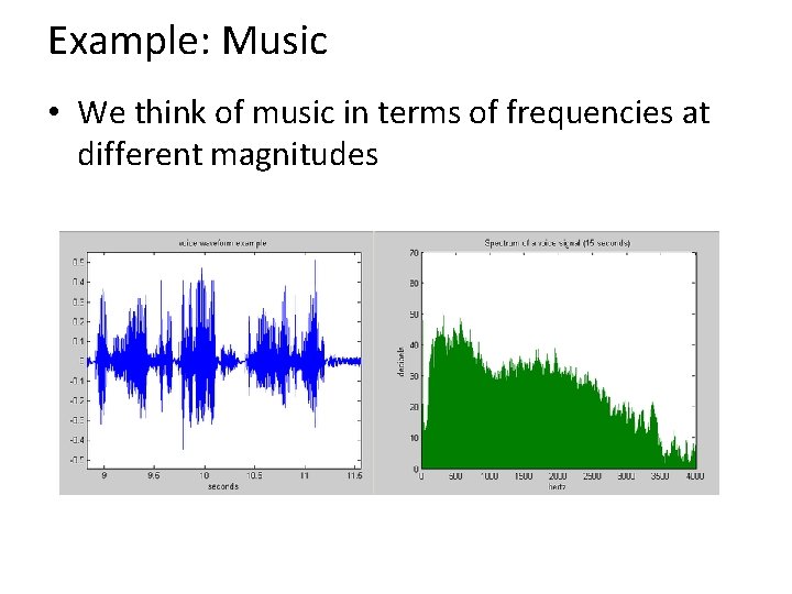 Example: Music • We think of music in terms of frequencies at different magnitudes