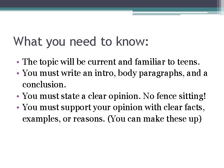 What you need to know: • The topic will be current and familiar to