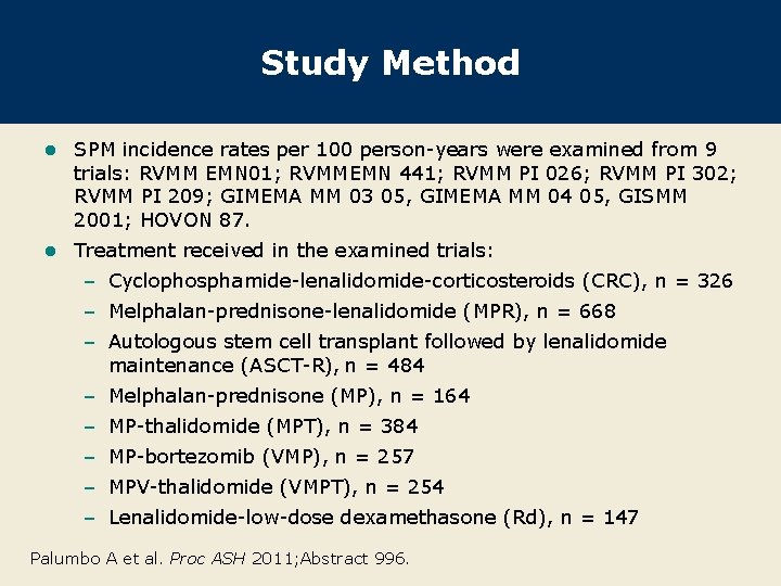 Study Method l SPM incidence rates per 100 person-years were examined from 9 trials: