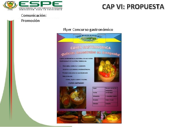 CAP VI: PROPUESTA Comunicación: Promoción Flyer Concurso gastronómico 