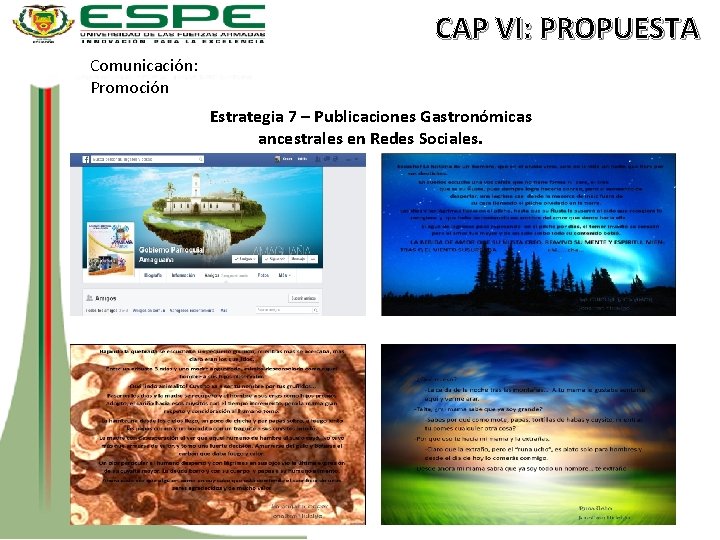 CAP VI: PROPUESTA Comunicación: Promoción Estrategia 7 – Publicaciones Gastronómicas ancestrales en Redes Sociales.