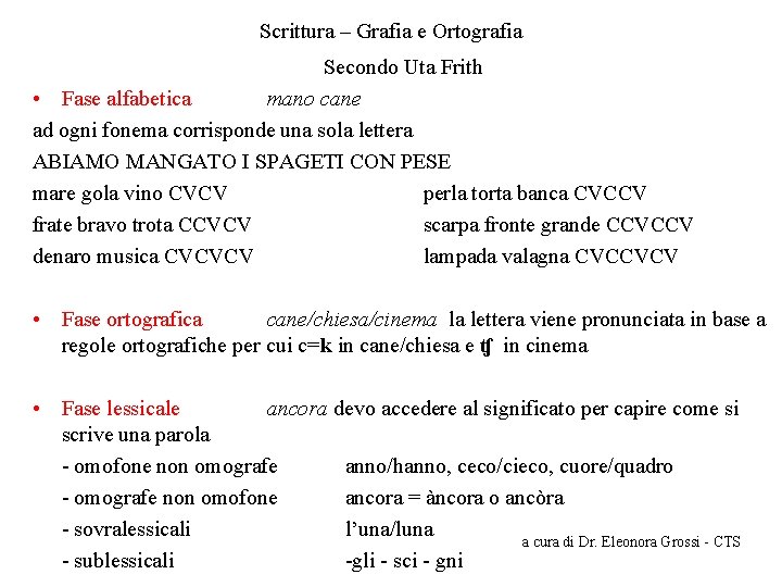 Scrittura – Grafia e Ortografia Secondo Uta Frith • Fase alfabetica mano cane ad