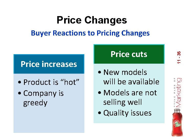 Price Changes Price increases • Product is “hot” • Company is greedy Price cuts