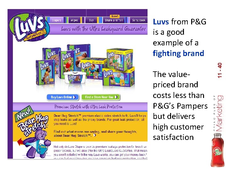 The valuepriced brand costs less than P&G’s Pampers but delivers high customer satisfaction 11
