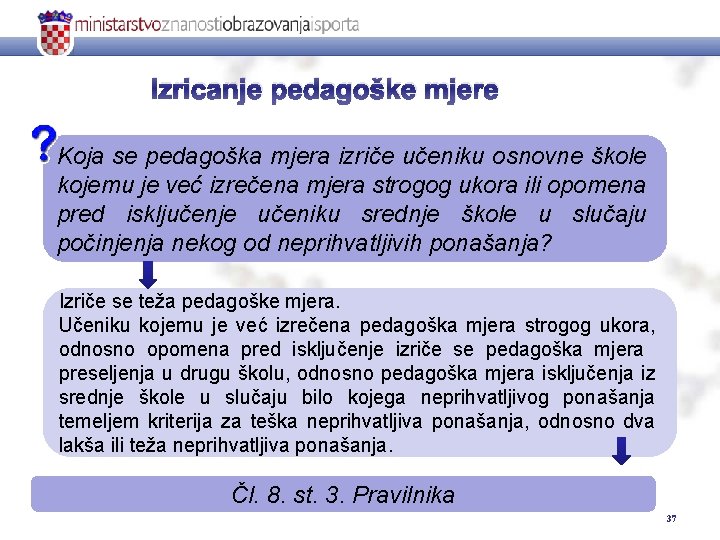 Izricanje pedagoške mjere Koja se pedagoška mjera izriče učeniku osnovne škole kojemu je već