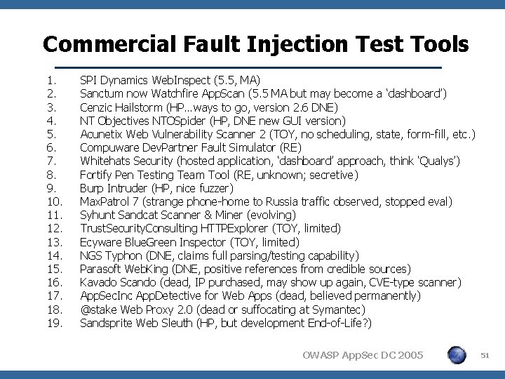 Commercial Fault Injection Test Tools 1. 2. 3. 4. 5. 6. 7. 8. 9.