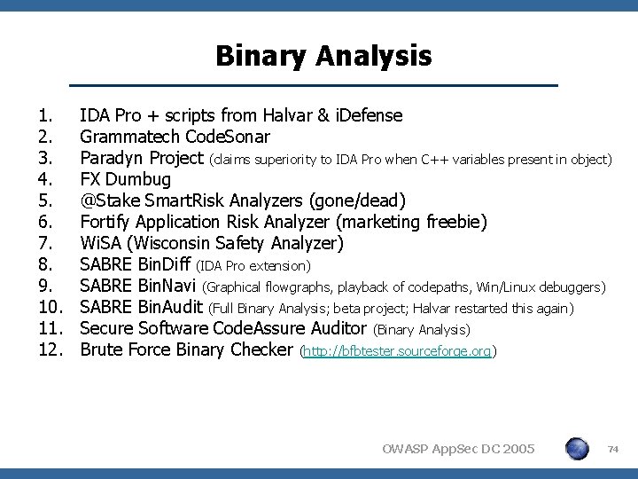 Binary Analysis 1. 2. 3. 4. 5. 6. 7. 8. 9. 10. 11. 12.