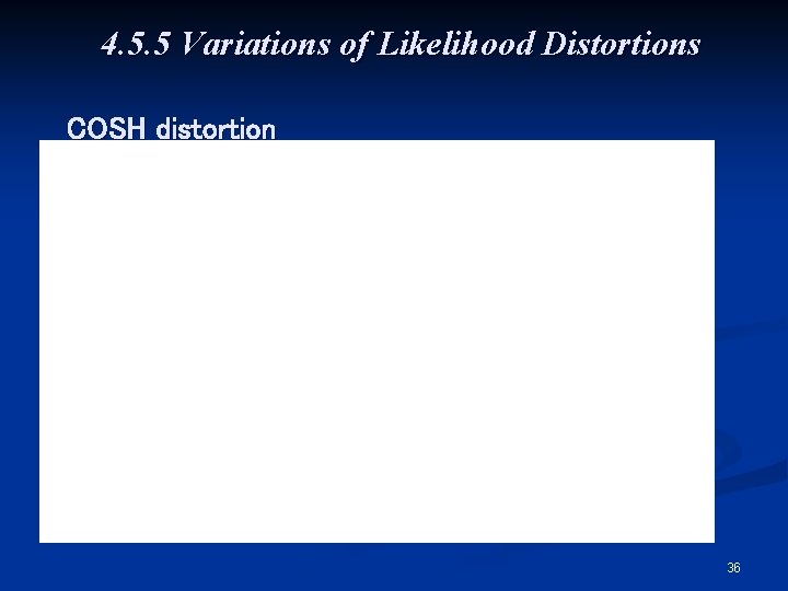 4. 5. 5 Variations of Likelihood Distortions COSH distortion 36 