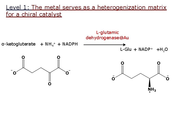 Level 1: The metal serves as a heterogenization matrix for a chiral catalyst L-glutamic