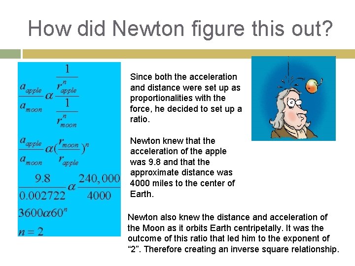 How did Newton figure this out? Since both the acceleration and distance were set