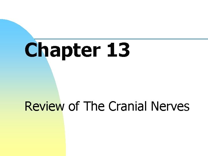 Chapter 13 Review of The Cranial Nerves 