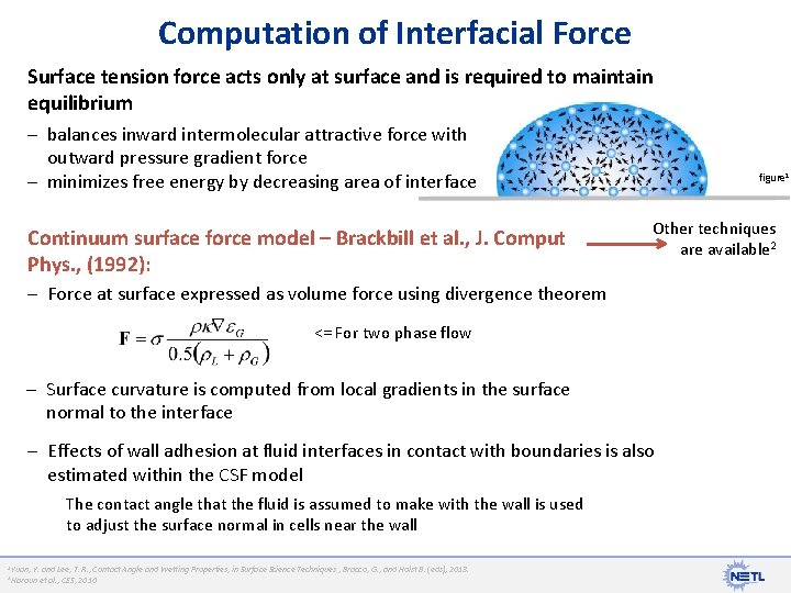 Computation of Interfacial Force Surface tension force acts only at surface and is required