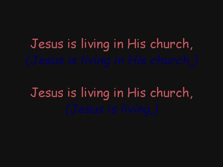 Jesus is living in His church, (Jesus is living in His church, ) Jesus