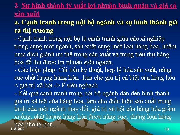 2. Sự hình thành tỷ suất lợi nhuận bình quân và giá cả sản