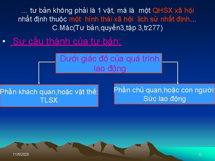 … tư bản không phải là 1 vật, mà là một QHSX xã hội