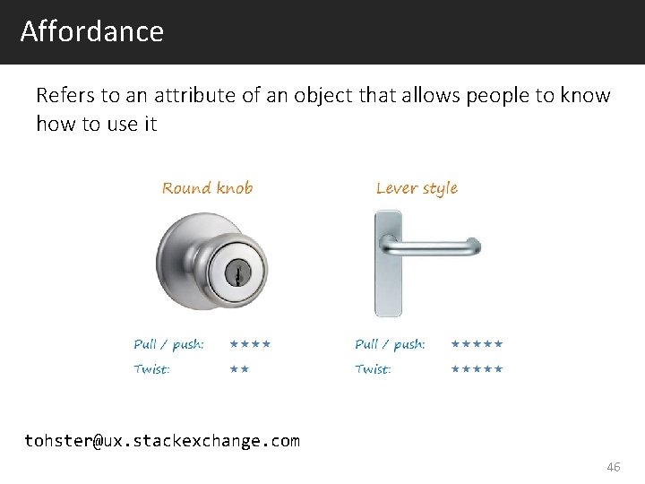 Affordance Refers to an attribute of an object that allows people to know how