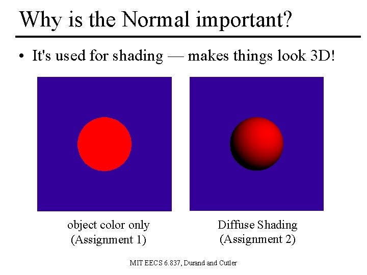 Why is the Normal important? • It's used for shading — makes things look