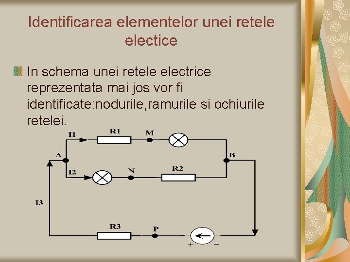 Identificarea elementelor unei retele electice In schema unei retele electrice reprezentata mai jos vor