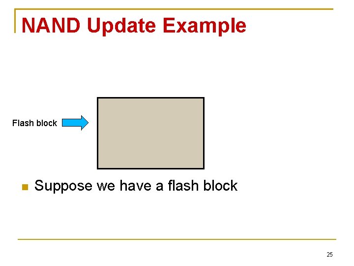 NAND Update Example Flash block Suppose we have a flash block 25 