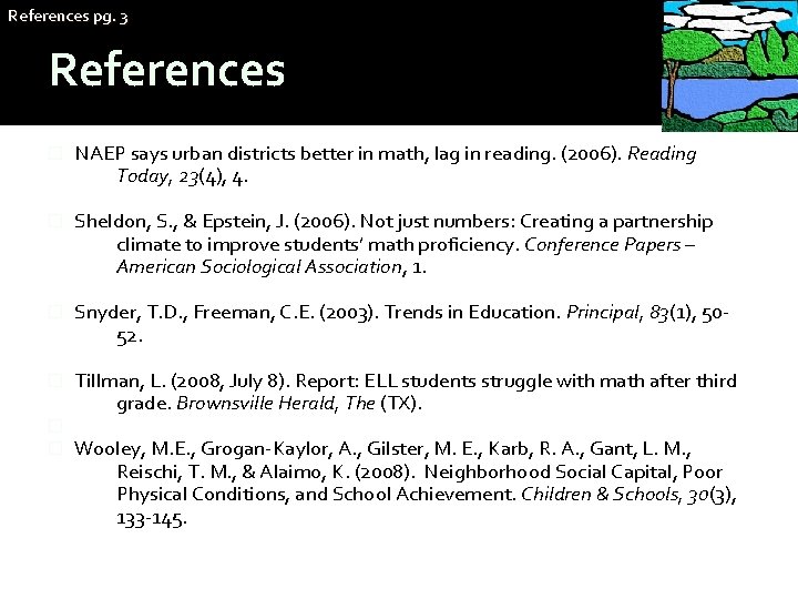 References pg. 3 References � NAEP says urban districts better in math, lag in