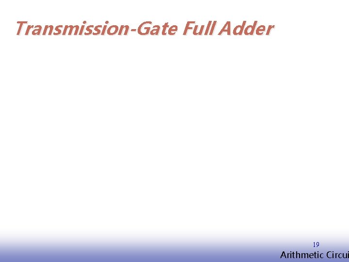 Transmission-Gate Full Adder 19 EE 141 Arithmetic Circui 