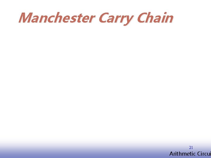 Manchester Carry Chain 21 EE 141 Arithmetic Circui 