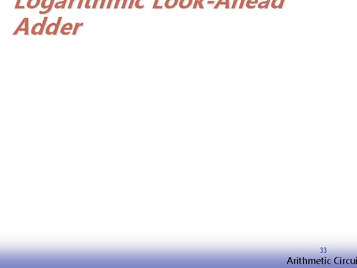 Logarithmic Look-Ahead Adder 33 EE 141 Arithmetic Circui 