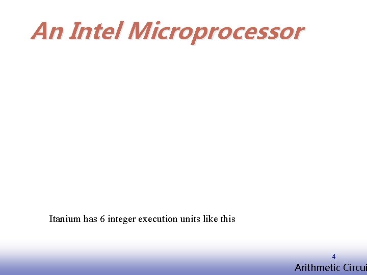 An Intel Microprocessor Itanium has 6 integer execution units like this 4 EE 141