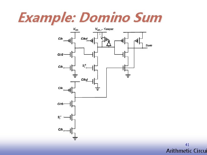 Example: Domino Sum 41 EE 141 Arithmetic Circui 
