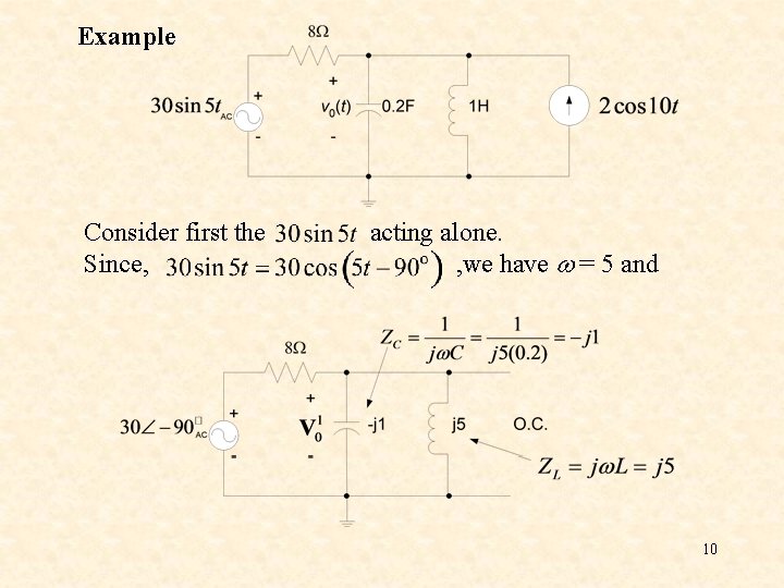 Example Consider first the Since, acting alone. , we have w = 5 and Example Consider first the Since, acting alone. , we have w = 5 and