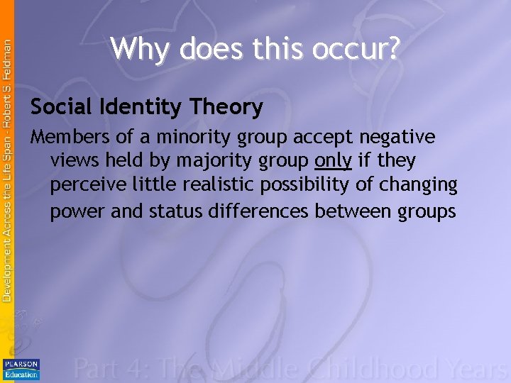 Why does this occur? Social Identity Theory Members of a minority group accept negative