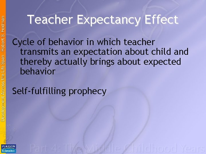 Teacher Expectancy Effect Cycle of behavior in which teacher transmits an expectation about child