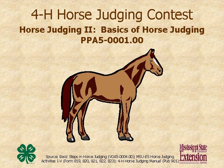 4 -H Horse Judging Contest Horse Judging II: Basics of Horse Judging PPA 5