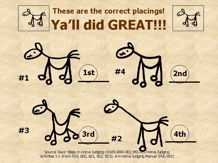 These are the correct placings! Ya’ll did GREAT!!! #1 #3 1 st 3 rd