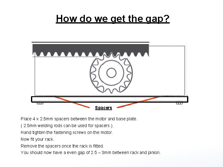 How do we get the gap? Spacers Place 4 x 2. 5 mm spacers