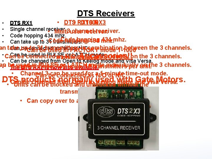 DTS Receivers • DTS RX 1000 • DTS RX 3 • DTS RX 1