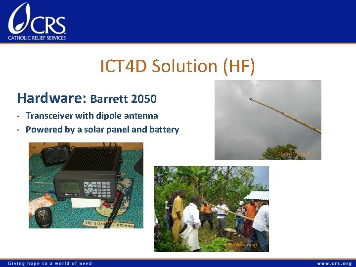 ICT 4 D Solution (HF) Hardware: Barrett 2050 - Transceiver with dipole antenna -