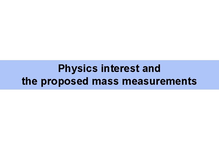 Physics interest and the proposed mass measurements 