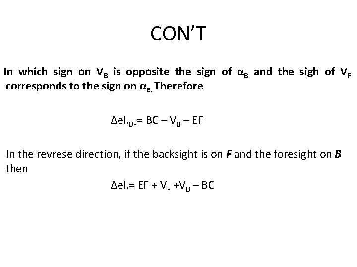 CON’T In which sign on VB is opposite the sign of αB and the